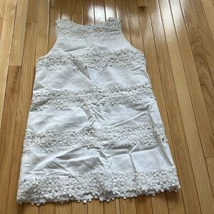 J. CREW embroidered floral shift dress size 14 zip back lined 100% cotton